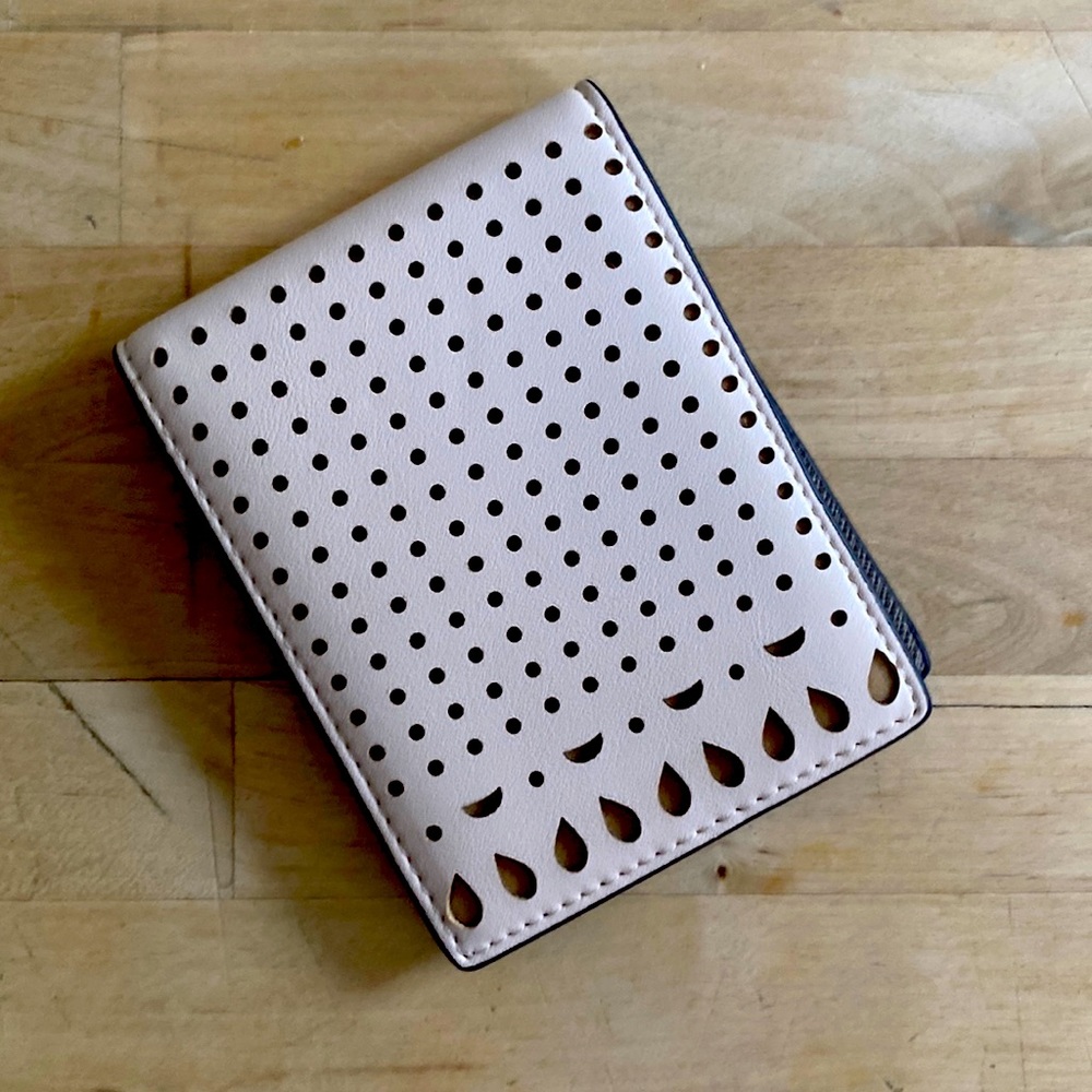 Neiman Marcus lasercut leather card case with mirror